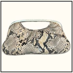 NWT Express Women's Snakeskin Silver Handle Clutch Mini Bag